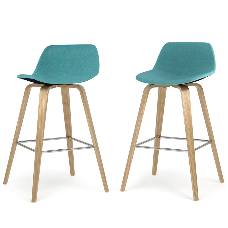 Randolph - Bentwood Counter Height Stool (Set of 2) - Aqua Blue / Light Brown
