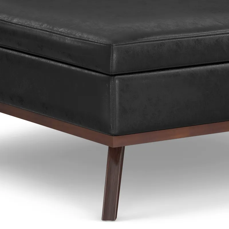 Owen - XL Square Coffee Table Storage Ottoman - Distressed Black