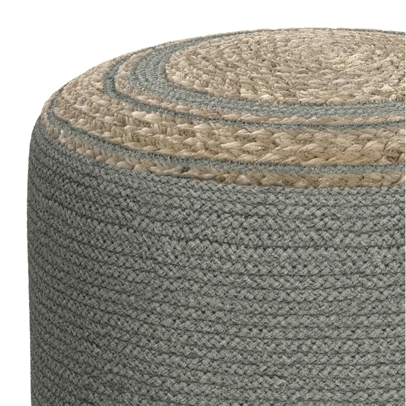 Serena - Round Braided Pouf - Dove Grey