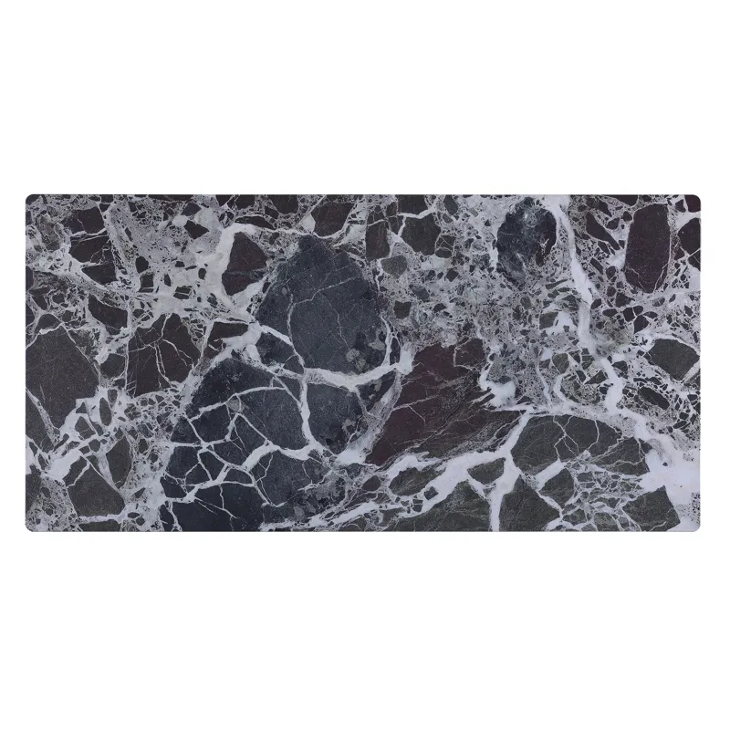 Landon - Table With Glass Black Marble Texture Top And Bent Wood Design - Coffee