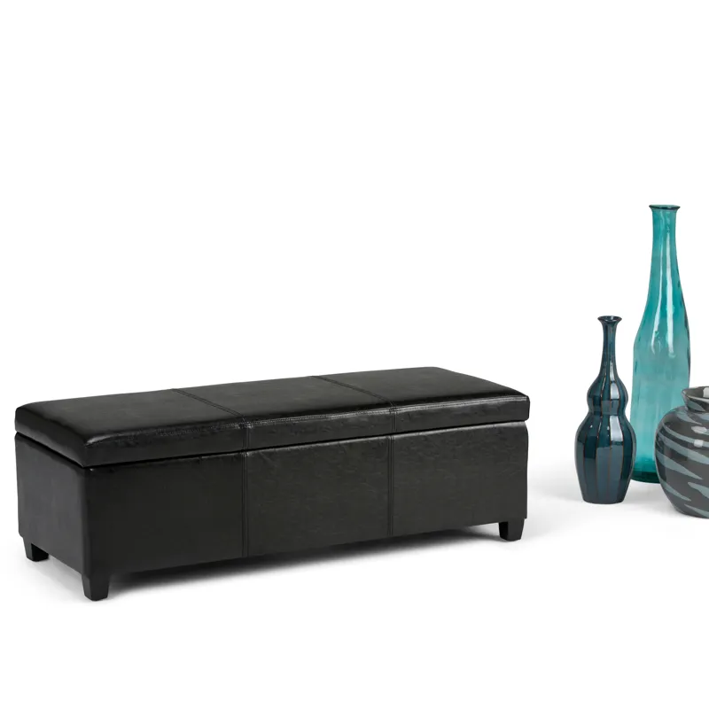 Avalon - Storage Ottoman Bench - Midnight Black