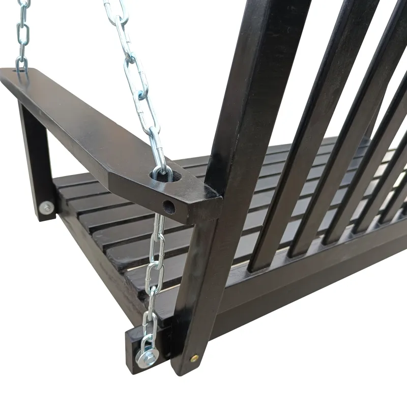 Front Porch Swing With Armrests For Outdoor Patio, Garden Yard, Backyard Or Sunroom - Black