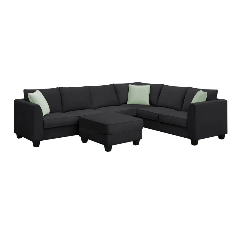 Sectional Sofa Couches Living Room Sets, 7 Seats Modular Sectional Sofa With Ottoman, L Shape Fabric