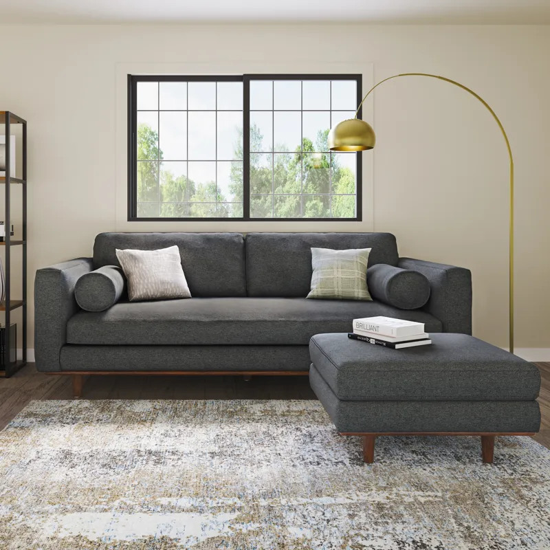 Morrison - 72\" Sofa and Ottoman Set - Charcoal Gray