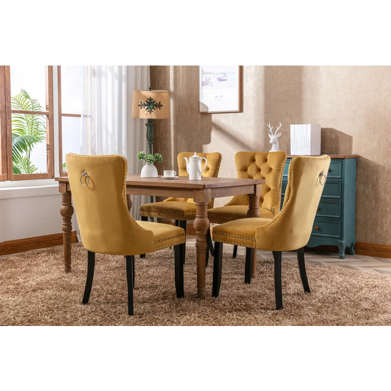Nikki - Modern, High-End Tufted Solid Wood Contemporary Velvet Upholstered Dining Chair With Wood Le