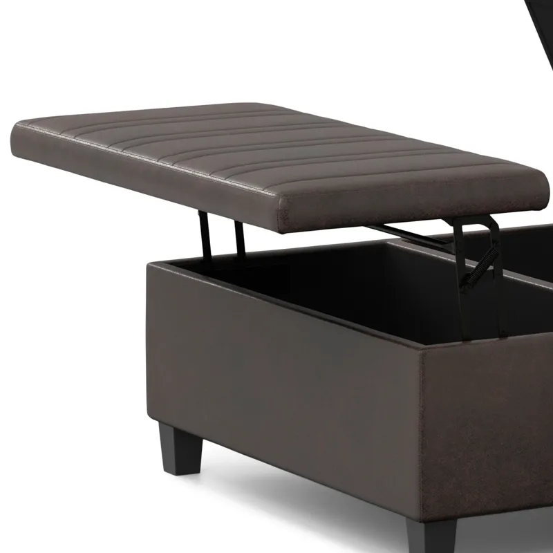 Ellis - Coffee Table Storage Ottoman - Distressed Brown