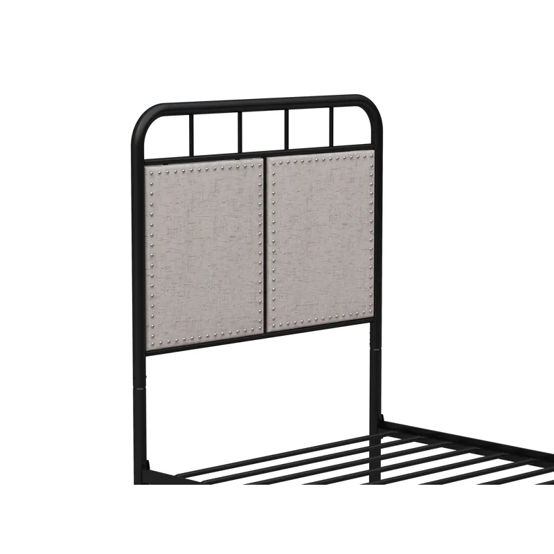 Twin Size Linen Upholstered Platform Metal Bed Frame With Fabric Headboard And Footboard - Brown