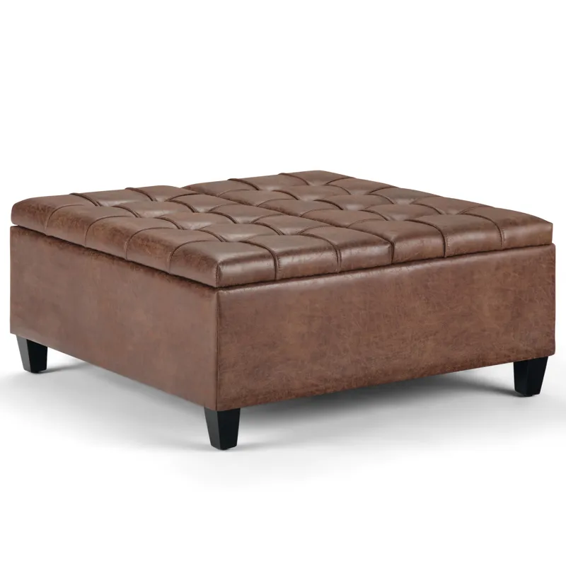 Harrison - Coffee Table Storage Ottoman - Distressed Umber Brown