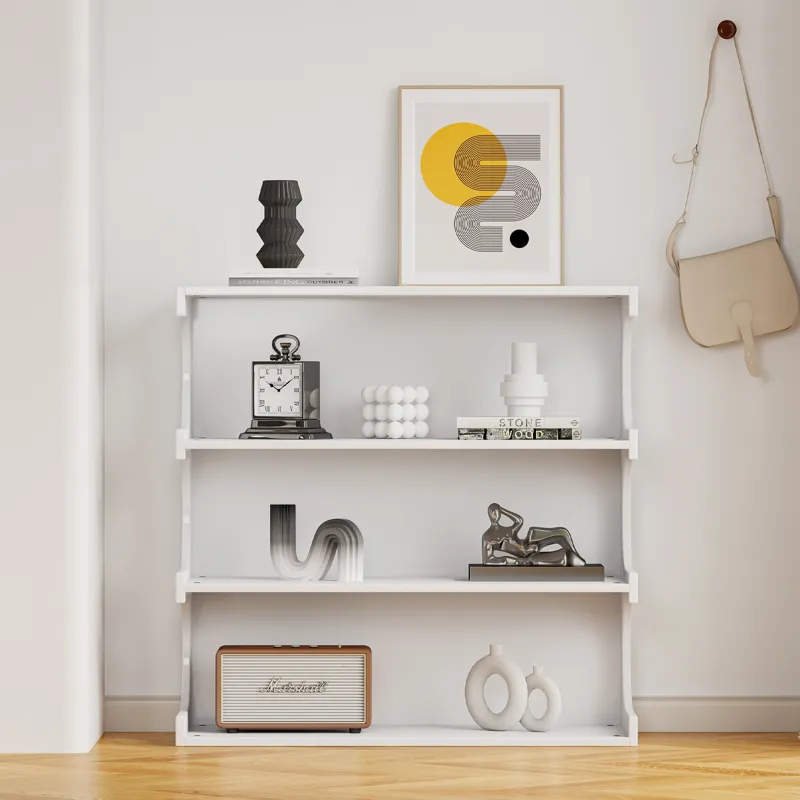 Multifunctional 4 Tier Book Shelf & Coffee Table For Living Room Bedroom Dining Room Study Entryway,