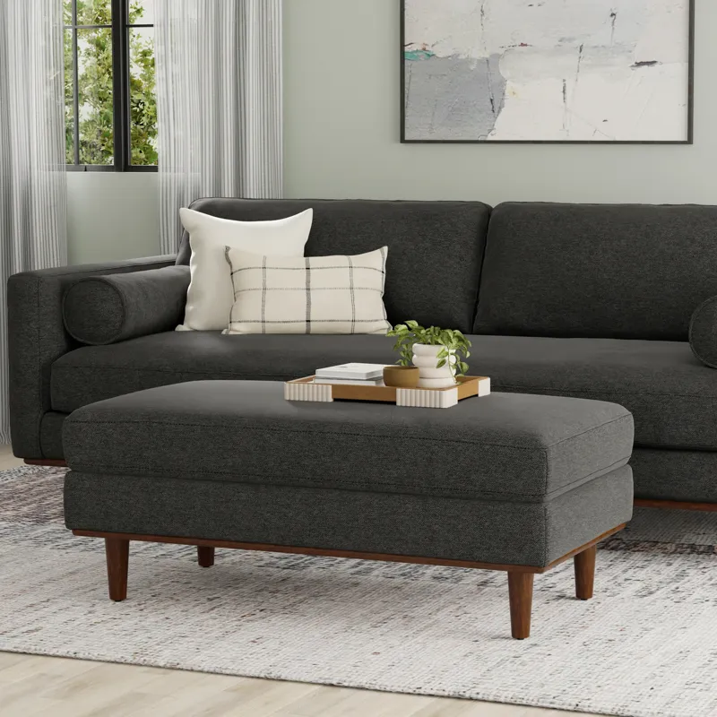 Morrison - Large Rectangular Ottoman - Charcoal Grey