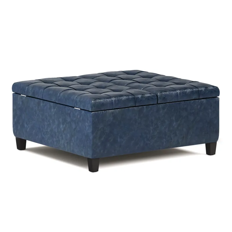 Harrison - Coffee Table Storage Ottoman - Denim Blue