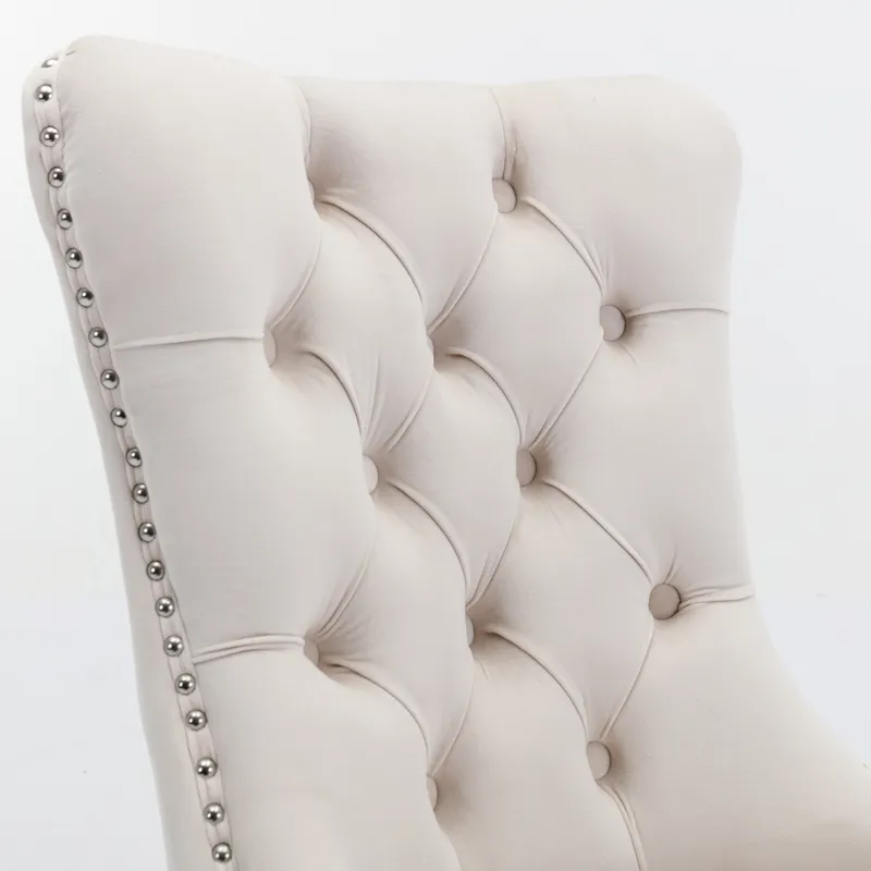 Nikki - Modern, High-End Tufted Solid Wood Contemporary Velvet Upholstered Dining Chair With Chrome 