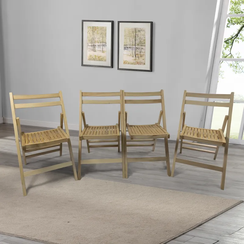 Folding Special Event Chairs, Foldable Style (Set of 4) - Wood