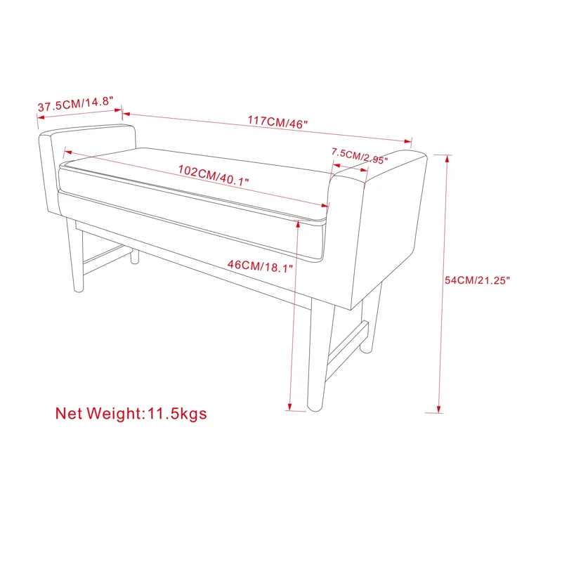 Scott - Ottoman Bench - Smoky Teal