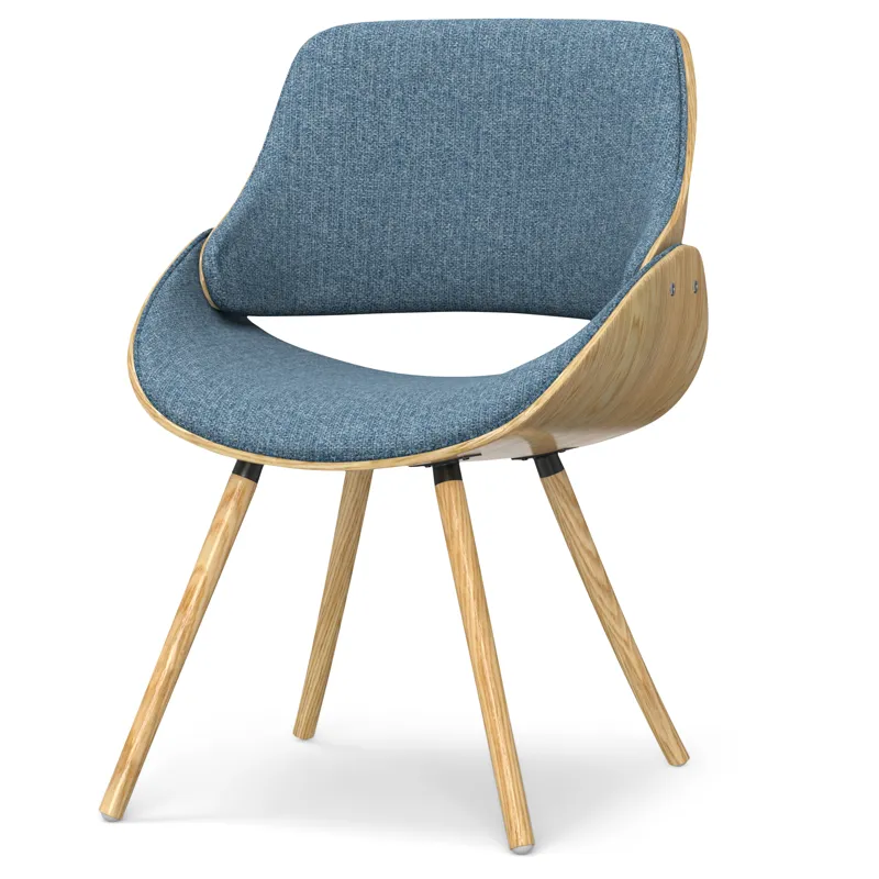 Malden - Bentwood Dining Chair with Wood Back - Denim Blue / Light Brown