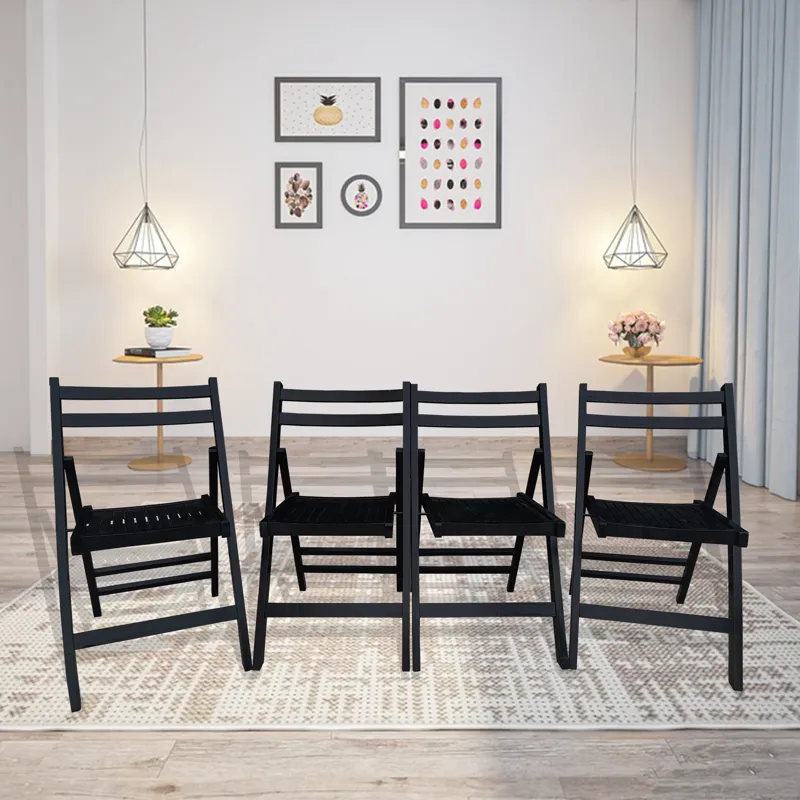 Folding Special Event Chairs, Foldable Style (Set of 4) - Black