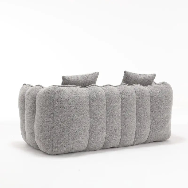 Soft Beanbag Chair With High Resilience Foam Core For Two People - Gray