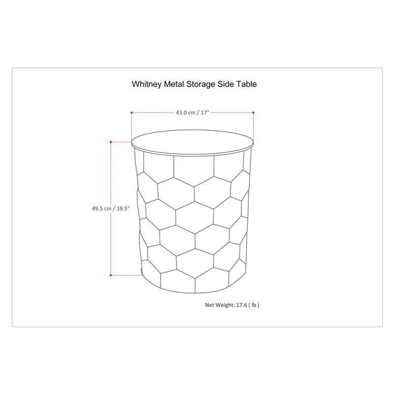 Whitney - Metal Storage Side Table - Antique Silver