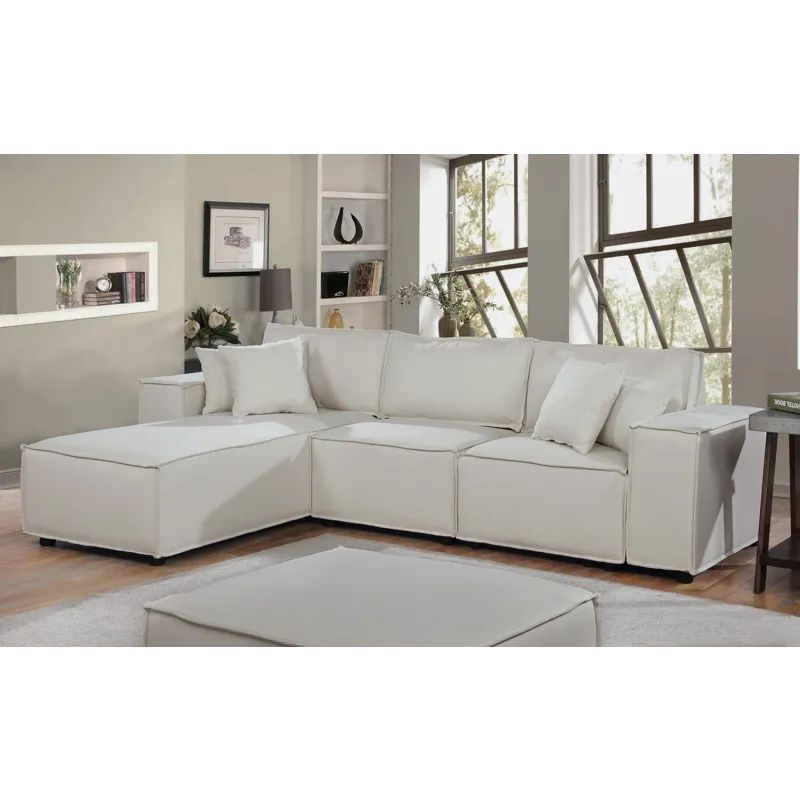 Harvey - Sofa With Reversible Chaise - Beige Linen
