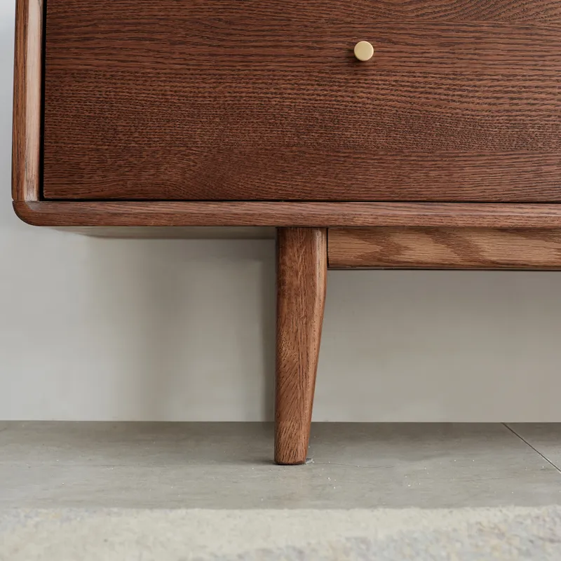 TV Cabinet With Chinese Changhong Glass Doors, Two Drawer Storage Space TV Standing - Walnut