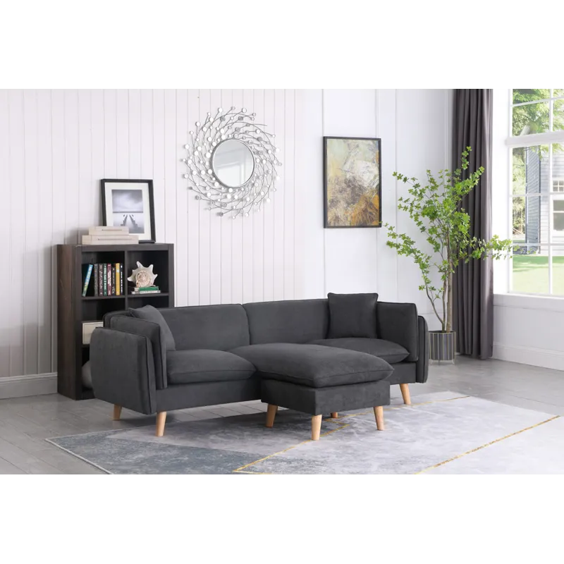 Brayden - Fabric Sectional Sofa Chaise - Dark Gray