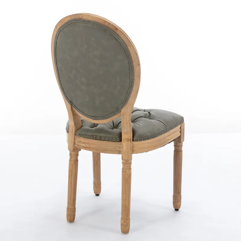 French Style Solid Wood Frame Antique Painting, Hand-Pulled Buckle Decoration PU Artificial Leather 