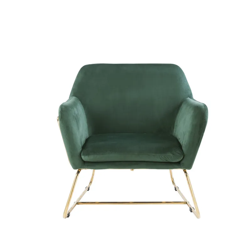 Keira - Velvet Accent Chair With Metal Base - Green