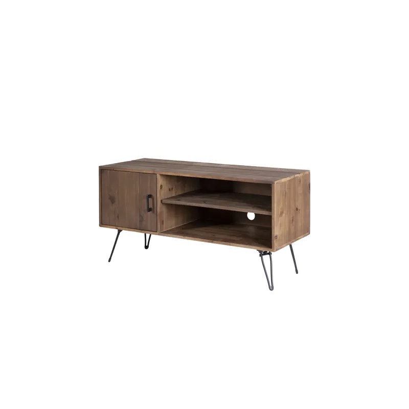 Simple, Modern, Vintage Reclaimed Wood TV Stand Media Table For Living Room - Natural