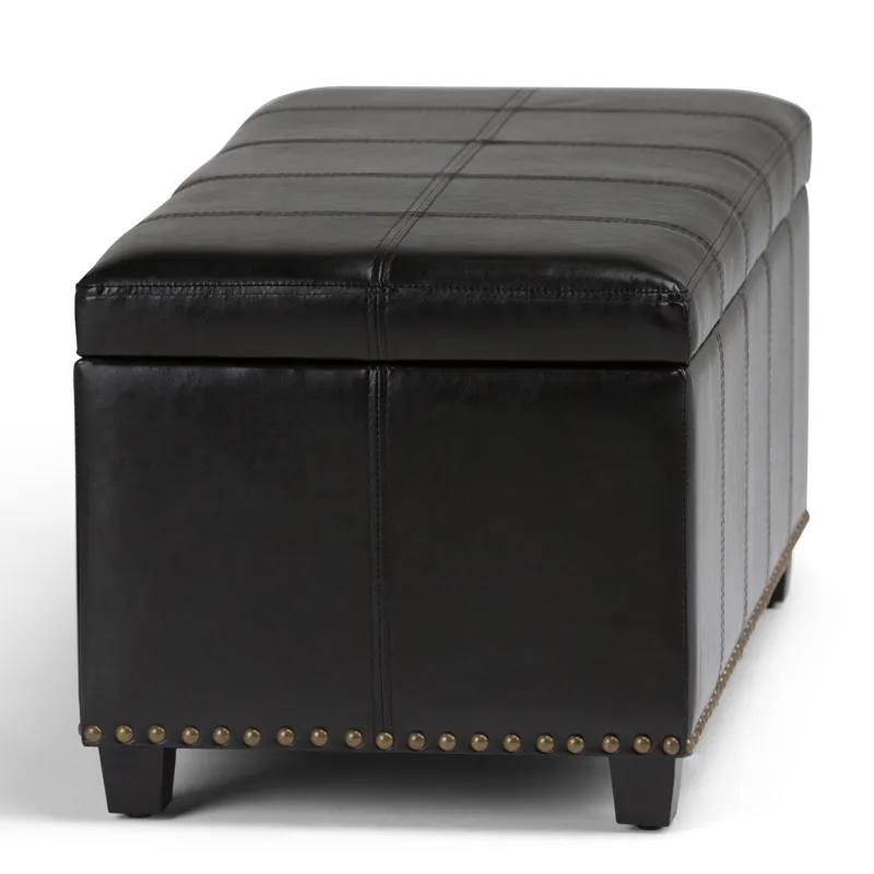 Amelia - Storage Ottoman Bench - Midnight Black