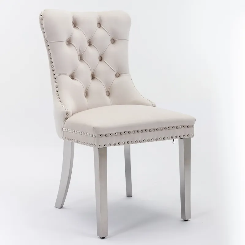 Nikki - Modern, High-End Tufted Solid Wood Contemporary Velvet Upholstered Dining Chair With Chrome 