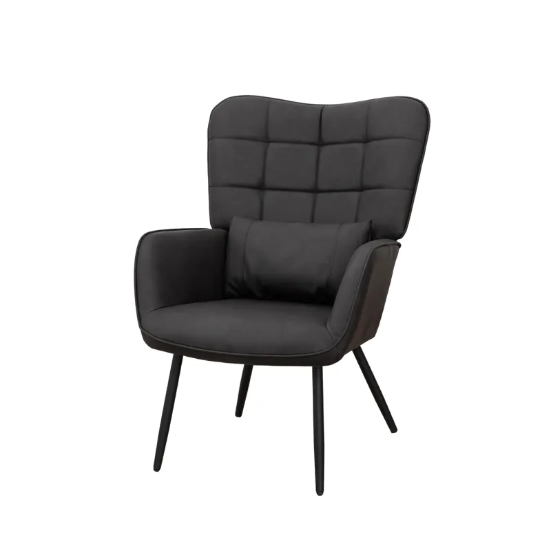 Leather Armchair, Modern Accent Chair High Back, Living Room Chair With Metal Legs And Soft Padded, 