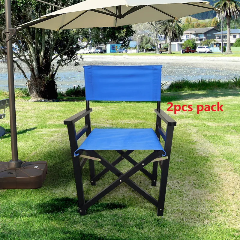 Folding Director Chair Canvas (Set of 2) - Blue