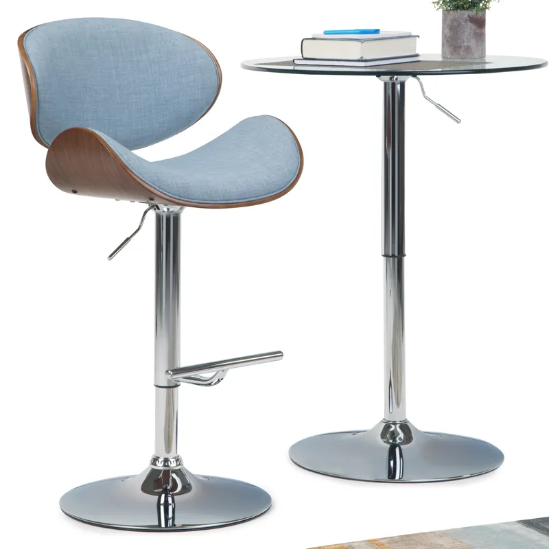 Marana - Bentwood Adjustable Swivel Bar Stool - Denim Blue