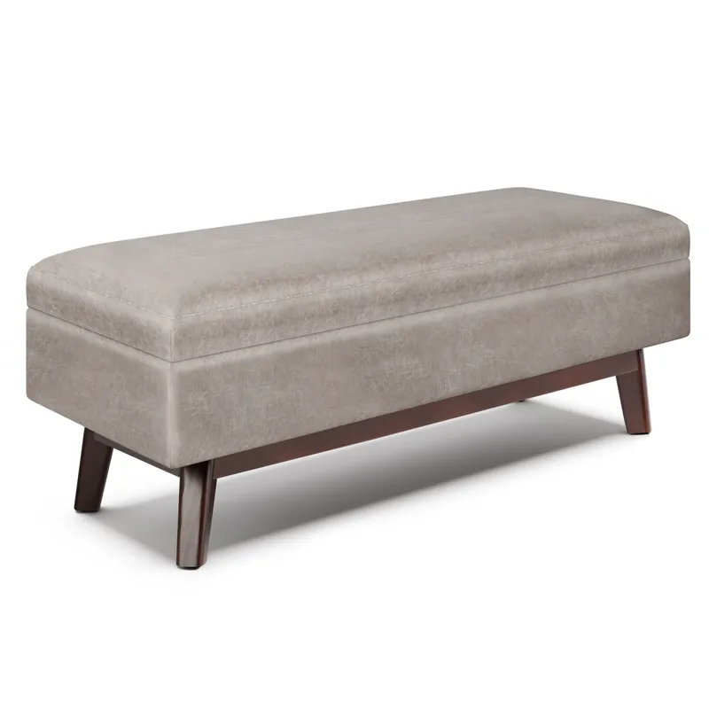 Owen - Rectangular Storage Ottoman - Distressed Grey Taupe