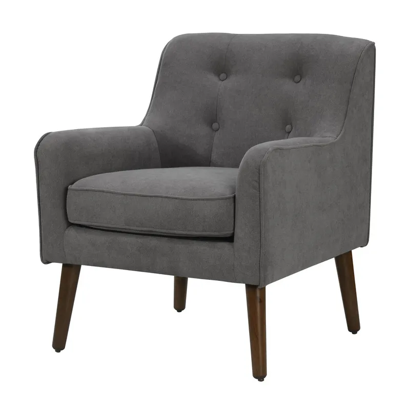 Ryder - Mid Century Modern Woven Fabric Tufted Armchair - Gray