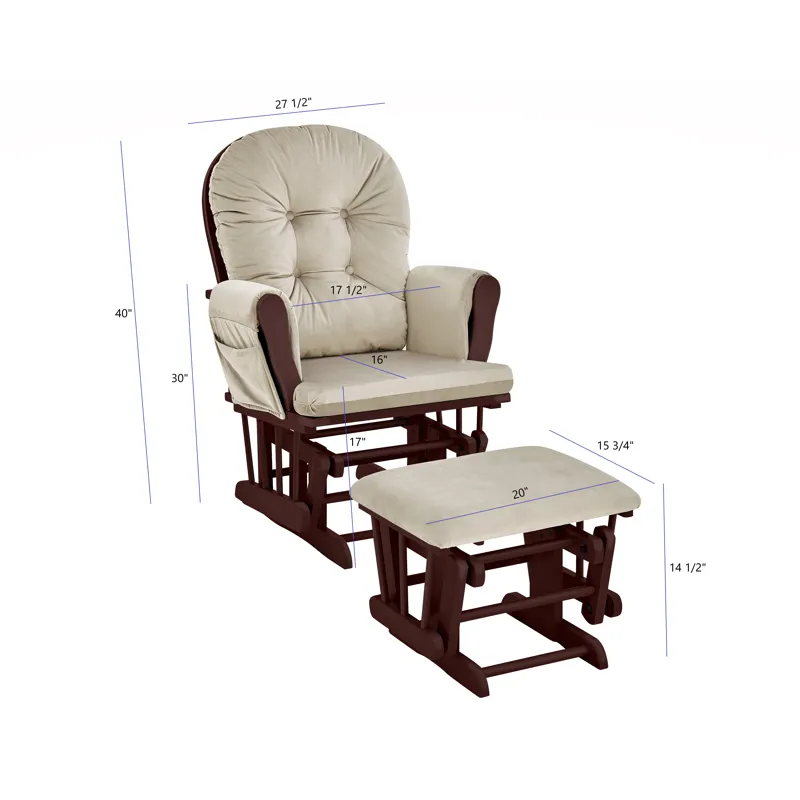 Mason - Glider And Ottoman Espresso Wood - Beige Fabric