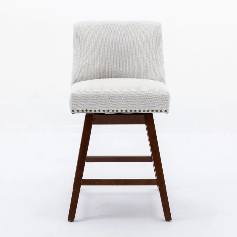 Counter Height Swivel Barstools, Upholstered Bar Stools (Set of 2) - Ivory