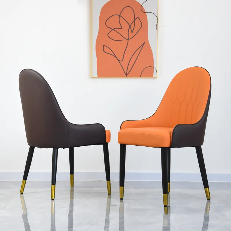 Modern PU Sponge-Filled Dining Chair, Solid Wood Metal Legs, Suitable For Restaurants, Living Rooms 
