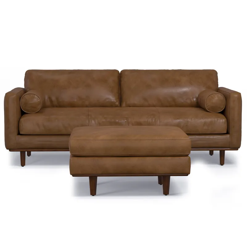 Morrison - 89\" Sofa and Ottoman Set - Caramel Brown