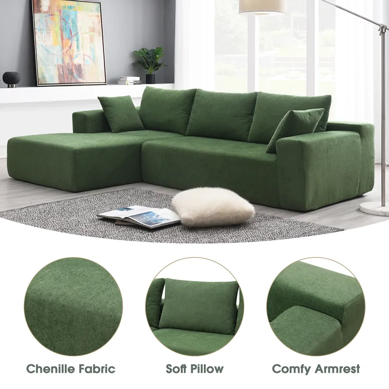 Modular Sectional Living Room Sofa Set, Modern Minimalist Style Couch, Upholstered Sleeper Sofa For 