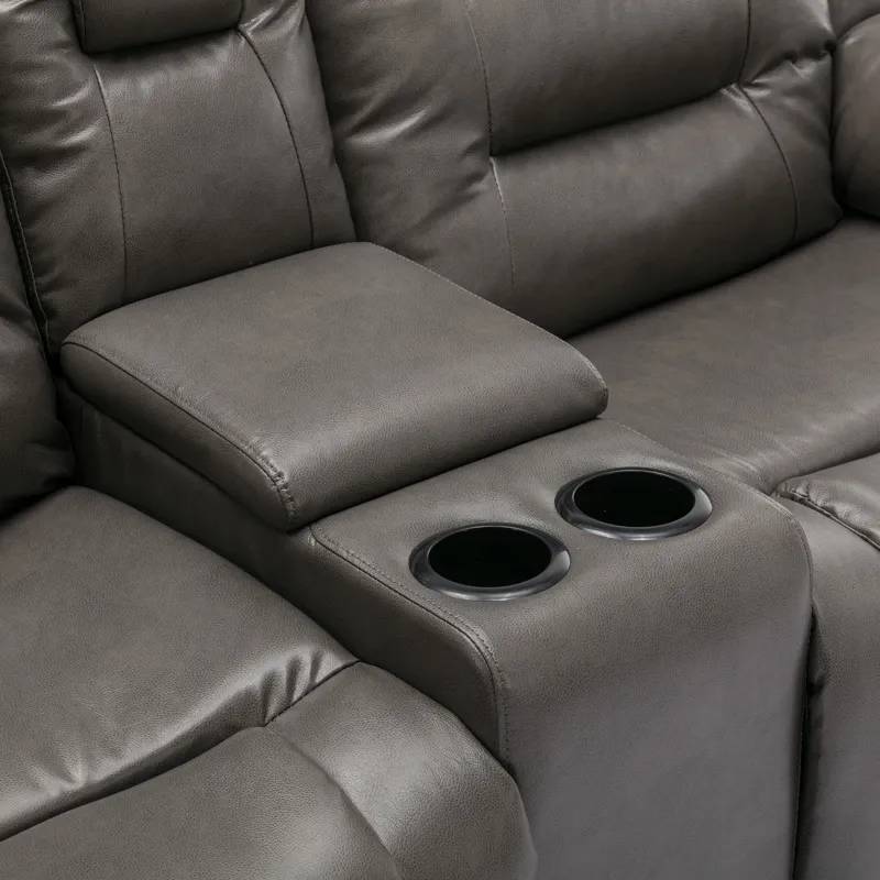 2 Seater Home Theater Recliner Manual Recliner Chair With A Storage Box And Two Cup Holders For Livi