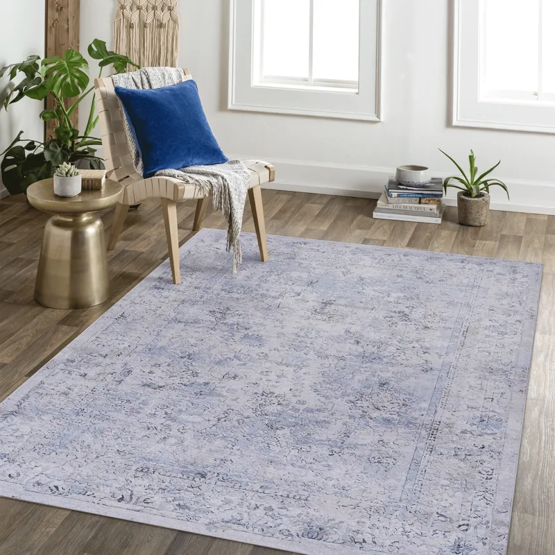 4\' x 6\' Area Rug Washable Rug, Low-Pile, Non-Slip, Non-Shedding, Foldable, Kid & Pet Friendly Area