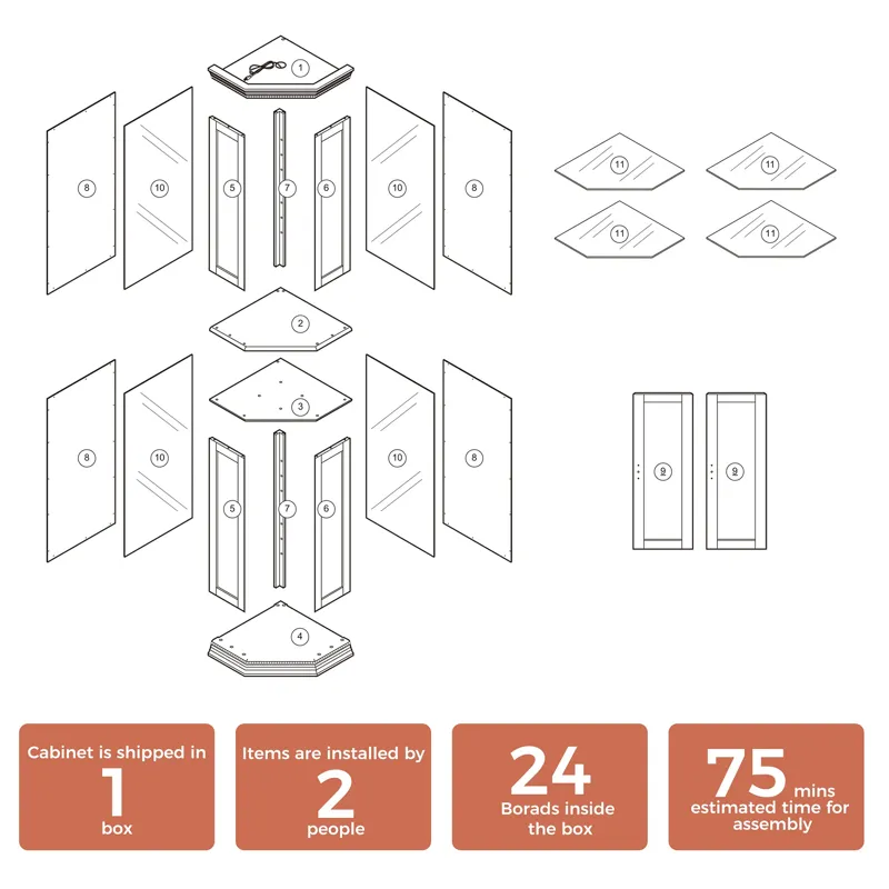 Corner Curio Cabinet With Lights, Adjustable Tempered Glass Shelves, Mirrored Back, Display Cabinet 