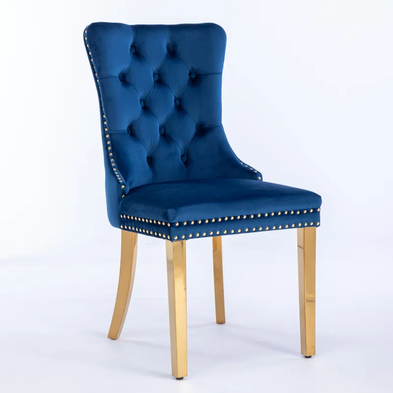 Nikki - Modern, High-End Tufted Solid Wood Contemporary Velvet Upholstered Dining Chair With Golden 