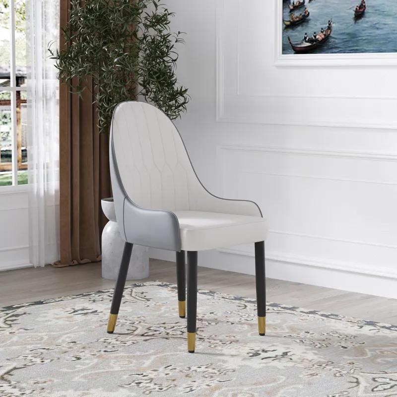 Modern PU Sponge-Filled Dining Chair, Solid Wood Metal Legs, Suitable For Restaurants, Living Rooms 