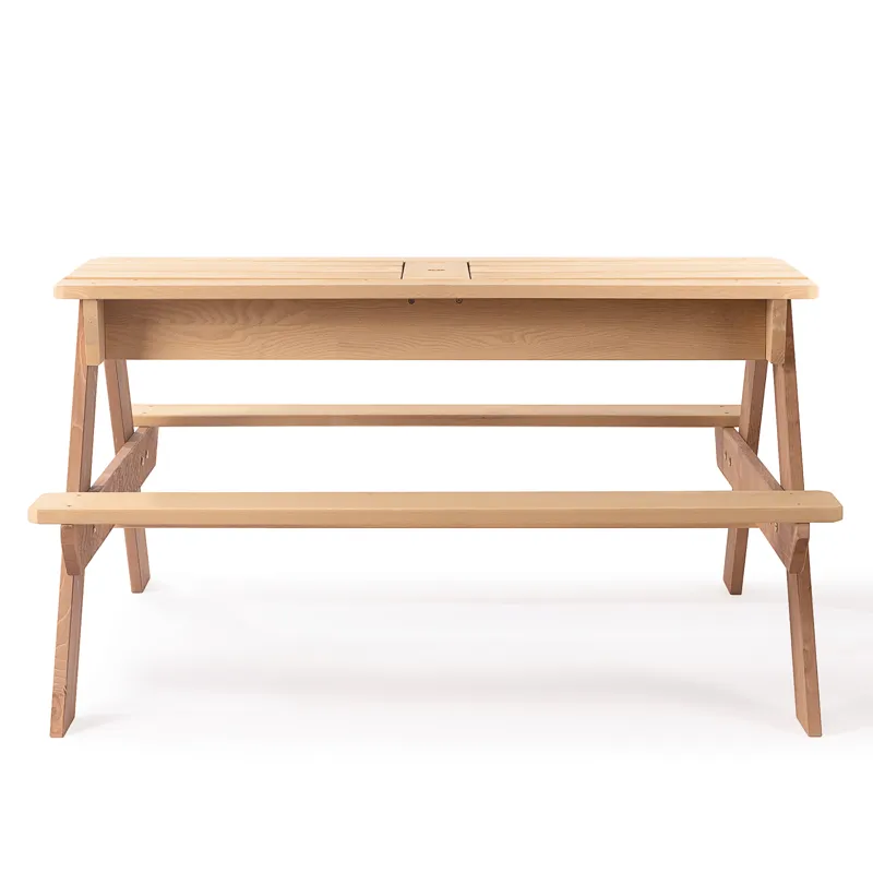 3-In-1 Kids Outdoor Wooden Picnic Table With Umbrella, Convertible Sand & Water, ASTM & CPSIA Certif