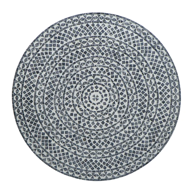 Unique Capiz Coffee Table With Pedestal Base - Gray / Ivory / Gold