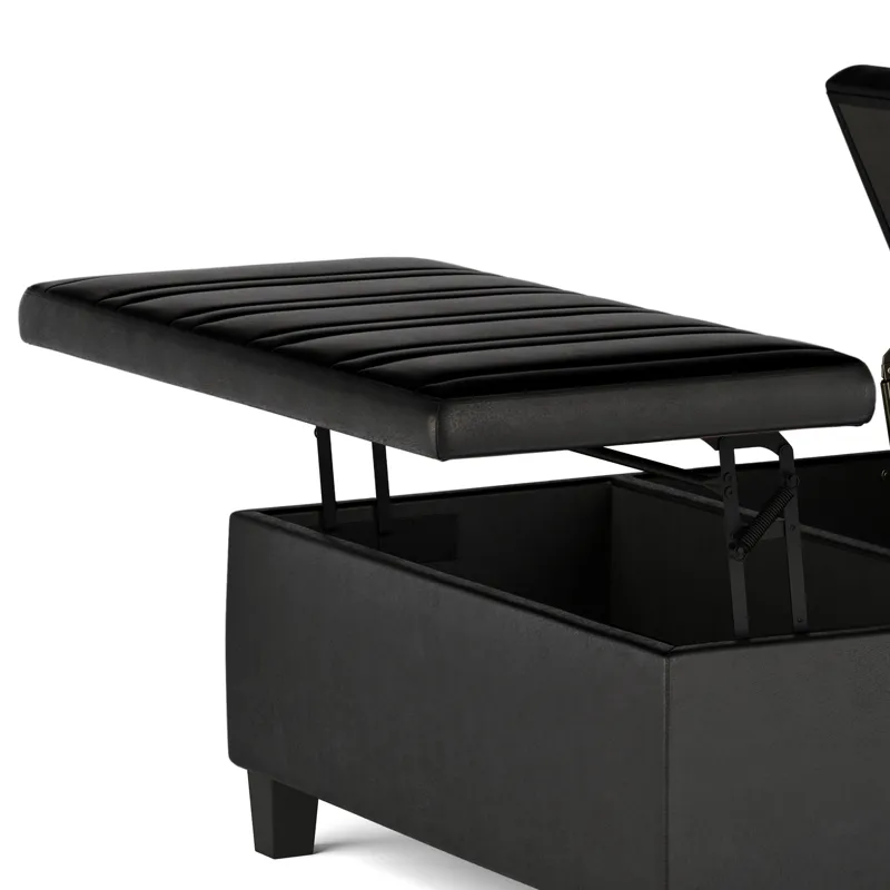 Ellis - Coffee Table Storage Ottoman - Distressed Black