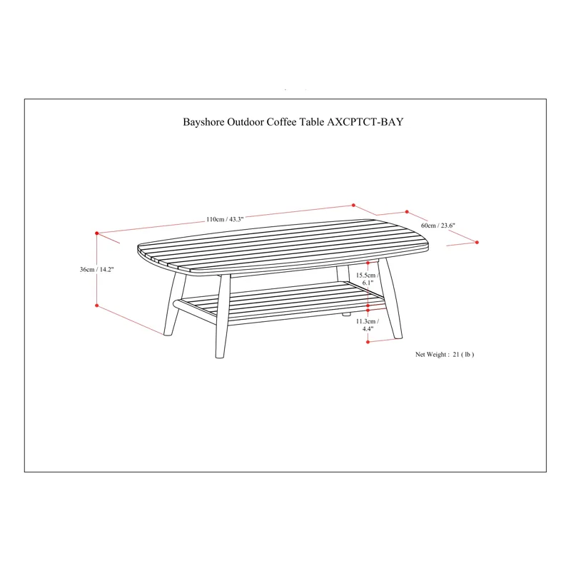 Bayshore - Outdoor Coffee Table - Light Teak