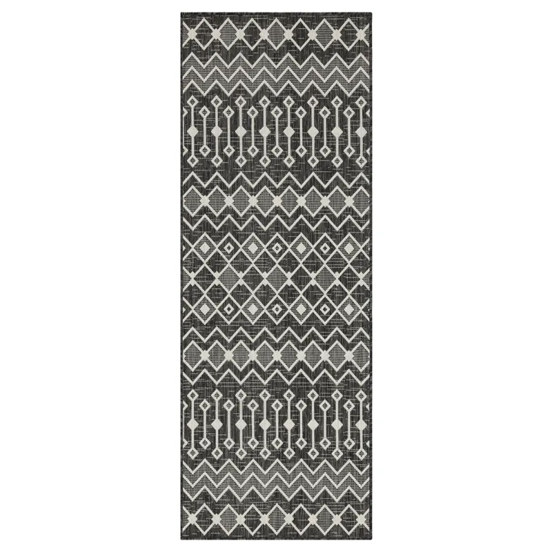 Sunshine - 2\'7\" X 7\'3\" Indoor / Outdoor, Polypropylene Area Rug - Anthracite